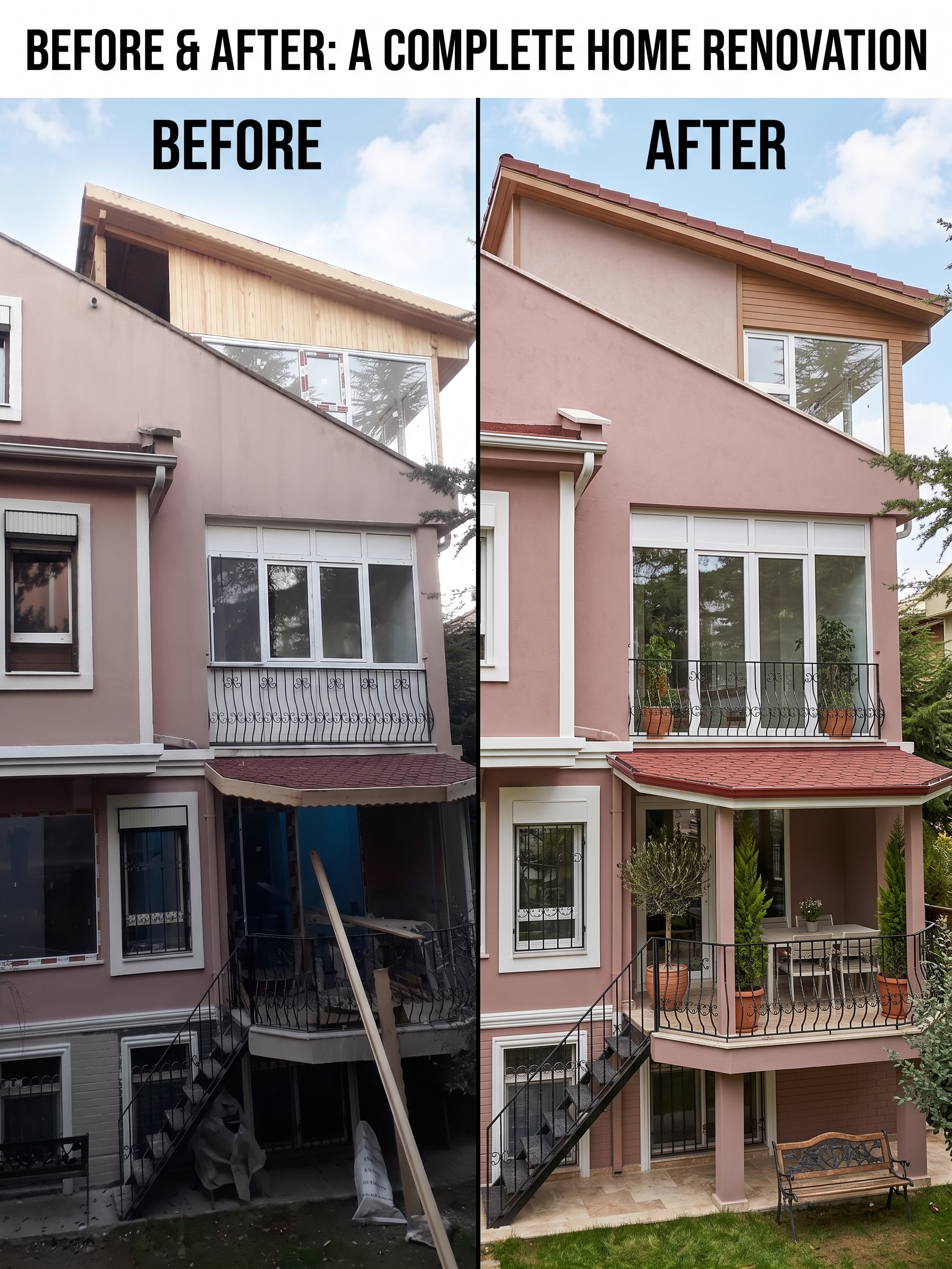 Before and After Comparison of Roof Shingle Replacement in McAllen
