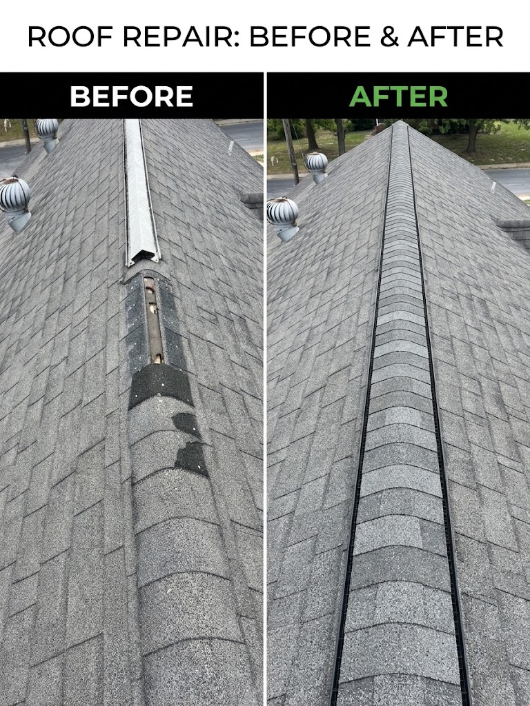 Before and After Comparison of Roof Shingle Replacement in McAllen McAllen TX Roofing Contractor Repairing Damaged Shingle Roof