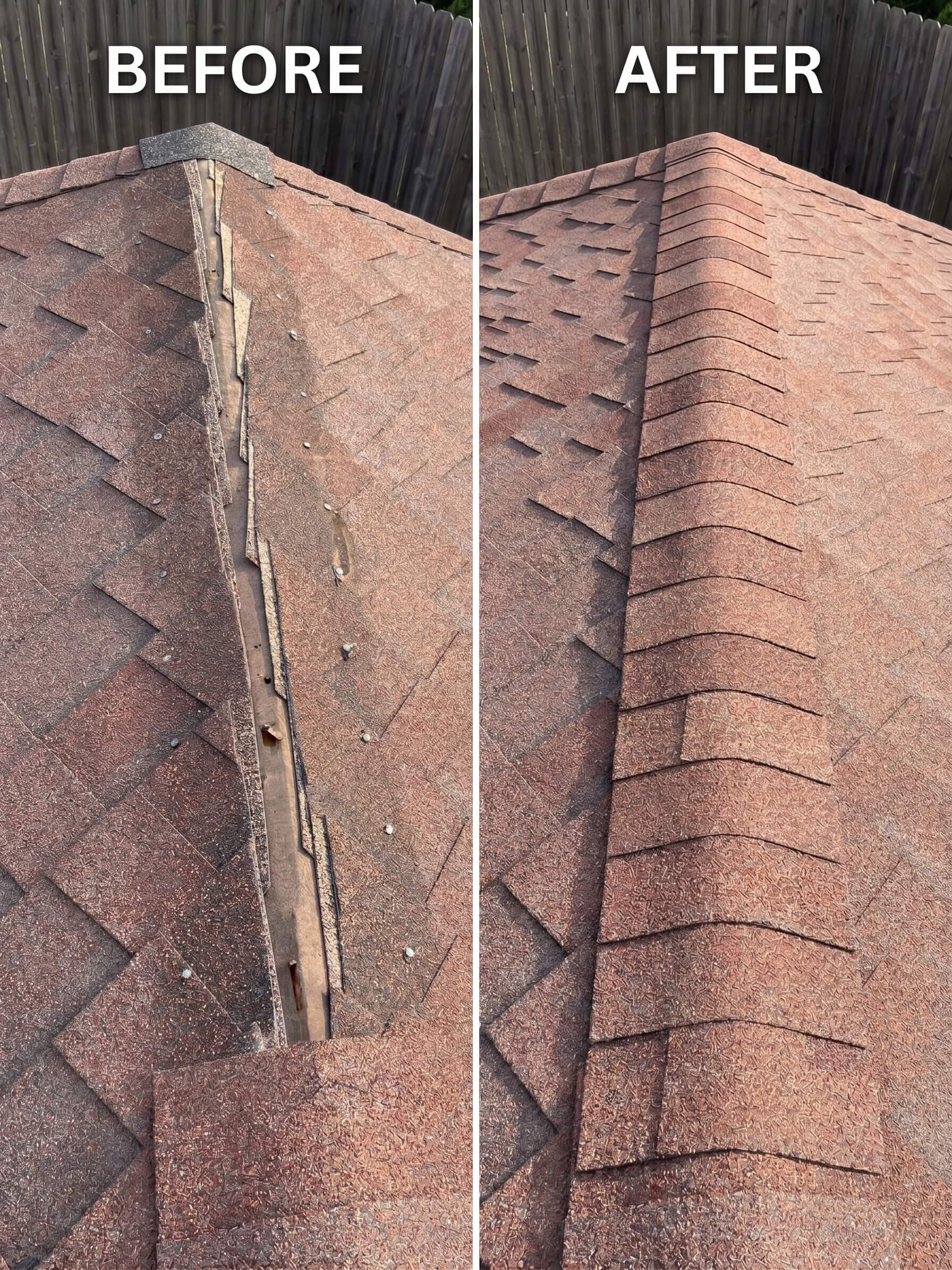 Before and After Roof Shingle Repair and Installation in McAllen TX