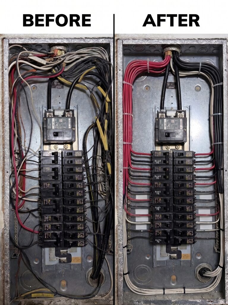 mcallen electrical panel cleanup before after
