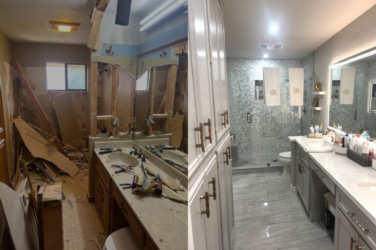 Before and after bathroom remodeling and custom tile renovation in McAllen edinburg TX